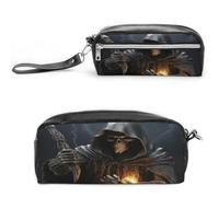 MNVTSKOP Grim Reaper Makeup Bag Small Cosmetic Travel Case Portable Stationery Organizer for Women Teacher