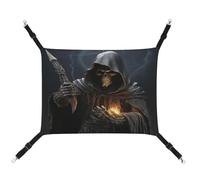 MNVTSKOP Grim Reaper Pet Hammock Breathable Cat Hanging Hammock with Adjustable Straps and Metal Hooks Plush Small Animal Soft Hideout Bed for Indoor and Outdoor