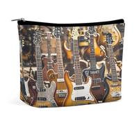 MNVTSKOP Guitar Bass Music Musical Instruments Cosmetic Bag Large Capacity Travel Makeup Bag Trendy Portable Toiletry Bag for Women