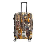 MNVTSKOP Guitar Bass Music Musical Instruments Luggage Covers Scratch-Resistant Washable Suitcase Cover Polyester Elastic Travel Baggage Protector for Suitcase Protector Cover, White, L