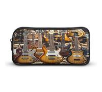 MNVTSKOP Guitar Bass Music Musical Instruments Pencil Case Large Capacity Pencil Pouch Office Pencil Bag for Men Women Desk Organizer