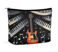 MNVTSKOP Guitar Piano Pattern Cosmetic Bag Large Capacity Travel Makeup Bag Trendy Portable Toiletry Bag for Women