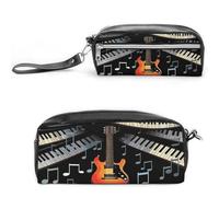 MNVTSKOP Guitar Piano Pattern Makeup Bag Small Cosmetic Travel Case Portable Stationery Organizer for Women Teacher