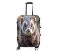 MNVTSKOP Hairy Ferret Luggage Covers Scratch-Resistant Washable Suitcase Cover Polyester Elastic Travel Baggage Protector for Suitcase Protector Cover, White, S