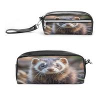 MNVTSKOP Hairy Ferret Makeup Bag Small Cosmetic Travel Case Portable Stationery Organizer for Women Teacher