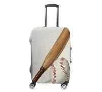 MNVTSKOP Hand Drawn Baseball Bats And Ball Luggage Covers Scratch-Resistant Washable Suitcase Cover Polyester Elastic Travel Baggage Protector for Suitcase Protector Cover, White, S