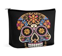 MNVTSKOP Hand Drawn Skull Cosmetic Bag Large Capacity Travel Makeup Bag Trendy Portable Toiletry Bag for Women
