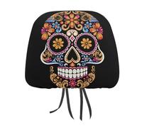 MNVTSKOP Hand Drawn Skull Headrest Covers for Cars Universal Anti-Dirty Car Head Rest Protector Easy to Install Durable Breathable Vehicle Accessories for Auto Trucks SUVs