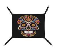 MNVTSKOP Hand Drawn Skull Pet Hammock Breathable Cat Hanging Hammock with Adjustable Straps and Metal Hooks Plush Small Animal Soft Hideout Bed for Indoor and Outdoor