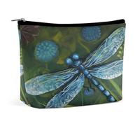 MNVTSKOP Hand Painted Blue Dragonfly Cosmetic Bag Large Capacity Travel Makeup Bag Trendy Portable Toiletry Bag for Women