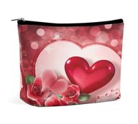 MNVTSKOP Happy Valentine's Day Cosmetic Bag Large Capacity Travel Makeup Bag Trendy Portable Toiletry Bag for Women