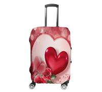 MNVTSKOP Happy Valentine's Day Luggage Covers Scratch-Resistant Washable Suitcase Cover Polyester Elastic Travel Baggage Protector for Suitcase Protector Cover, White, XL
