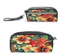 MNVTSKOP Hawaiian Style Print Makeup Bag Small Cosmetic Travel Case Portable Stationery Organizer for Women Teacher