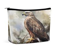 MNVTSKOP Hawk Sitting In The Tree Cosmetic Bag Large Capacity Travel Makeup Bag Trendy Portable Toiletry Bag for Women