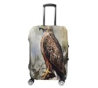 MNVTSKOP Hawk Sitting In The Tree Luggage Covers Scratch-Resistant Washable Suitcase Cover Polyester Elastic Travel Baggage Protector for Suitcase Protector Cover, White, M