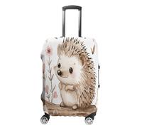 MNVTSKOP Hedgehog Sitting on Top Luggage Covers Scratch-Resistant Washable Suitcase Cover Polyester Elastic Travel Baggage Protector for Suitcase Protector Cover, White, L