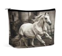 MNVTSKOP Horse in The Street Cosmetic Bag Large Capacity Travel Makeup Bag Trendy Portable Toiletry Bag for Women