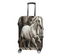 MNVTSKOP Horse in The Street Luggage Covers Scratch-Resistant Washable Suitcase Cover Polyester Elastic Travel Baggage Protector for Suitcase Protector Cover, White, XL
