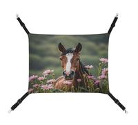 MNVTSKOP Horses and Flowers Pet Hammock Breathable Cat Hanging Hammock with Adjustable Straps and Metal Hooks Plush Small Animal Soft Hideout Bed for Indoor and Outdoor