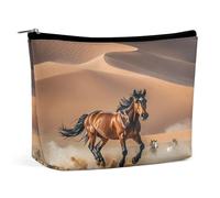 MNVTSKOP Horses Running in Desert Storm Cosmetic Bag Large Capacity Travel Makeup Bag Trendy Portable Toiletry Bag for Women