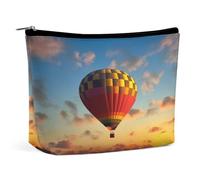 MNVTSKOP Hot Air Balloon Sunset Cosmetic Bag Large Capacity Travel Makeup Bag Trendy Portable Toiletry Bag for Women