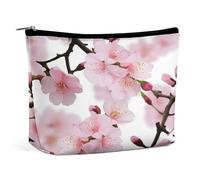 MNVTSKOP Japanese Sakura Blossom Cosmetic Bag Large Capacity Travel Makeup Bag Trendy Portable Toiletry Bag for Women