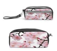 MNVTSKOP Japanese Sakura Blossom Makeup Bag Small Cosmetic Travel Case Portable Stationery Organizer for Women Teacher