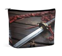 MNVTSKOP Knife on The Floor Cosmetic Bag Large Capacity Travel Makeup Bag Trendy Portable Toiletry Bag for Women
