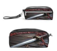 MNVTSKOP Knife on The Floor Makeup Bag Small Cosmetic Travel Case Portable Stationery Organizer for Women Teacher
