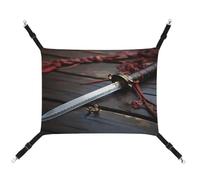 MNVTSKOP Knife on The Floor Pet Hammock Breathable Cat Hanging Hammock with Adjustable Straps and Metal Hooks Plush Small Animal Soft Hideout Bed for Indoor and Outdoor