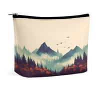 MNVTSKOP Landscape Mountain Cosmetic Bag Large Capacity Travel Makeup Bag Trendy Portable Toiletry Bag for Women