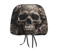 MNVTSKOP Leather Rose Skull Headrest Covers for Cars Universal Anti-Dirty Car Head Rest Protector Easy to Install Durable Breathable Vehicle Accessories for Auto Trucks SUVs