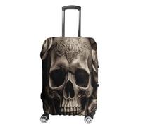 MNVTSKOP Leather Rose Skull Luggage Covers Scratch-Resistant Washable Suitcase Cover Polyester Elastic Travel Baggage Protector for Suitcase Protector Cover, White, L