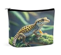 MNVTSKOP Leopard Little Gecko Cosmetic Bag Large Capacity Travel Makeup Bag Trendy Portable Toiletry Bag for Women