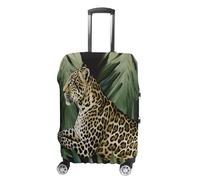 MNVTSKOP Leopard Palm Leaf Luggage Covers Scratch-Resistant Washable Suitcase Cover Polyester Elastic Travel Baggage Protector for Suitcase Protector Cover, White, XL
