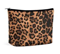 MNVTSKOP Leopard Pattern Cosmetic Bag Large Capacity Travel Makeup Bag Trendy Portable Toiletry Bag for Women