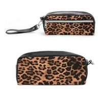 MNVTSKOP Leopard Pattern Makeup Bag Small Cosmetic Travel Case Portable Stationery Organizer for Women Teacher