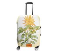 MNVTSKOP Light Plants Luggage Covers Scratch-Resistant Washable Suitcase Cover Polyester Elastic Travel Baggage Protector for Suitcase Protector Cover, White, L