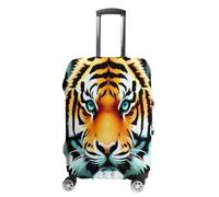 MNVTSKOP Little Fat Tiger Head Luggage Covers Scratch-Resistant Washable Suitcase Cover Polyester Elastic Travel Baggage Protector for Suitcase Protector Cover, White, L