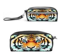 MNVTSKOP Little Fat Tiger Head Makeup Bag Small Cosmetic Travel Case Portable Stationery Organizer for Women Teacher