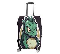 MNVTSKOP Little Green Dragon's Egg Luggage Covers Scratch-Resistant Washable Suitcase Cover Polyester Elastic Travel Baggage Protector for Suitcase Protector Cover, White, M