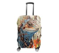 MNVTSKOP Lizard on The Branch Luggage Covers Scratch-Resistant Washable Suitcase Cover Polyester Elastic Travel Baggage Protector for Suitcase Protector Cover, White, L