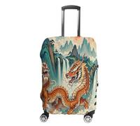 MNVTSKOP Longhu Mountain Waterfall, China Luggage Covers Scratch-Resistant Washable Suitcase Cover Polyester Elastic Travel Baggage Protector for Suitcase Protector Cover, White, XL
