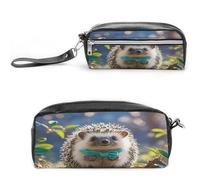 MNVTSKOP Lovely Hedgehog Makeup Bag Small Cosmetic Travel Case Portable Stationery Organizer for Women Teacher