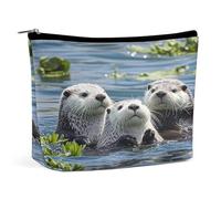 MNVTSKOP Lovely Sea Otter Cosmetic Bag Large Capacity Travel Makeup Bag Trendy Portable Toiletry Bag for Women