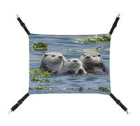 MNVTSKOP Lovely Sea Otter Pet Hammock Breathable Cat Hanging Hammock with Adjustable Straps and Metal Hooks Plush Small Animal Soft Hideout Bed for Indoor and Outdoor