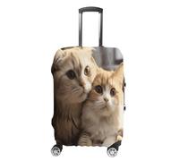 MNVTSKOP Lovers Cat Luggage Covers Scratch-Resistant Washable Suitcase Cover Polyester Elastic Travel Baggage Protector for Suitcase Protector Cover, White, M