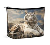 MNVTSKOP Majestic Tiger Resting on A Rock Cosmetic Bag Large Capacity Travel Makeup Bag Trendy Portable Toiletry Bag for Women