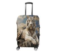 MNVTSKOP Majestic Tiger Resting on A Rock Luggage Covers Scratch-Resistant Washable Suitcase Cover Polyester Elastic Travel Baggage Protector for Suitcase Protector Cover, white, M