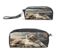 MNVTSKOP Majestic Tiger Resting on A Rock Makeup Bag Small Cosmetic Travel Case Portable Stationery Organizer for Women Teacher